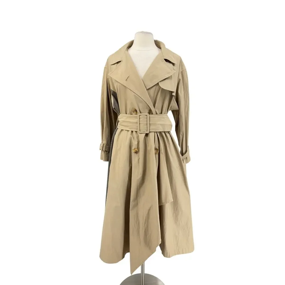 FRAY I.D Double Breasted Trench Coat Oversized Mix Pattern Japanese Minimalism S - Picture 2 of 16